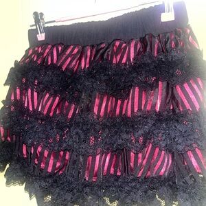 Black and Pink Lace Skirt